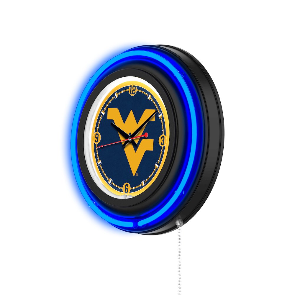 West Virginia University 15" Double Neon Wall Clock. Picture 2