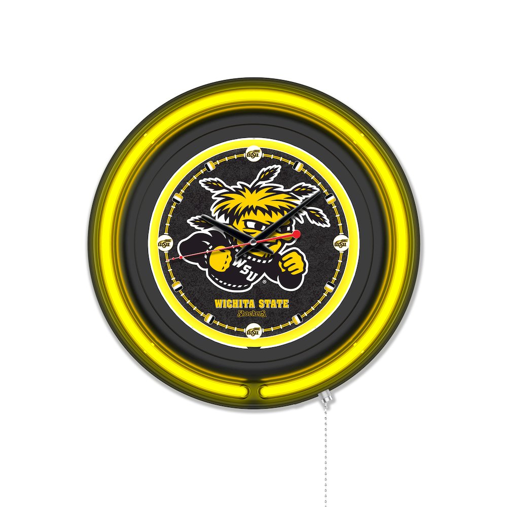 Wichita State University 15" Double Neon Wall Clock. Picture 1