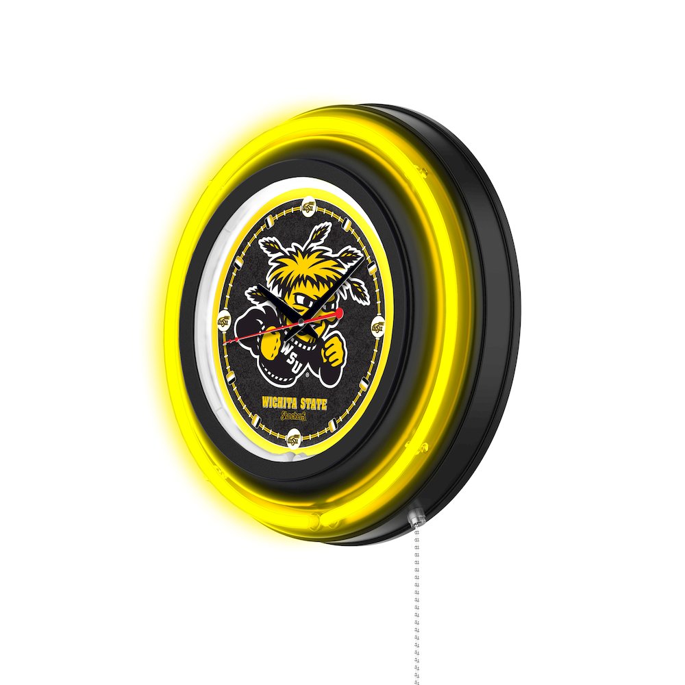Wichita State University 15" Double Neon Wall Clock. Picture 2