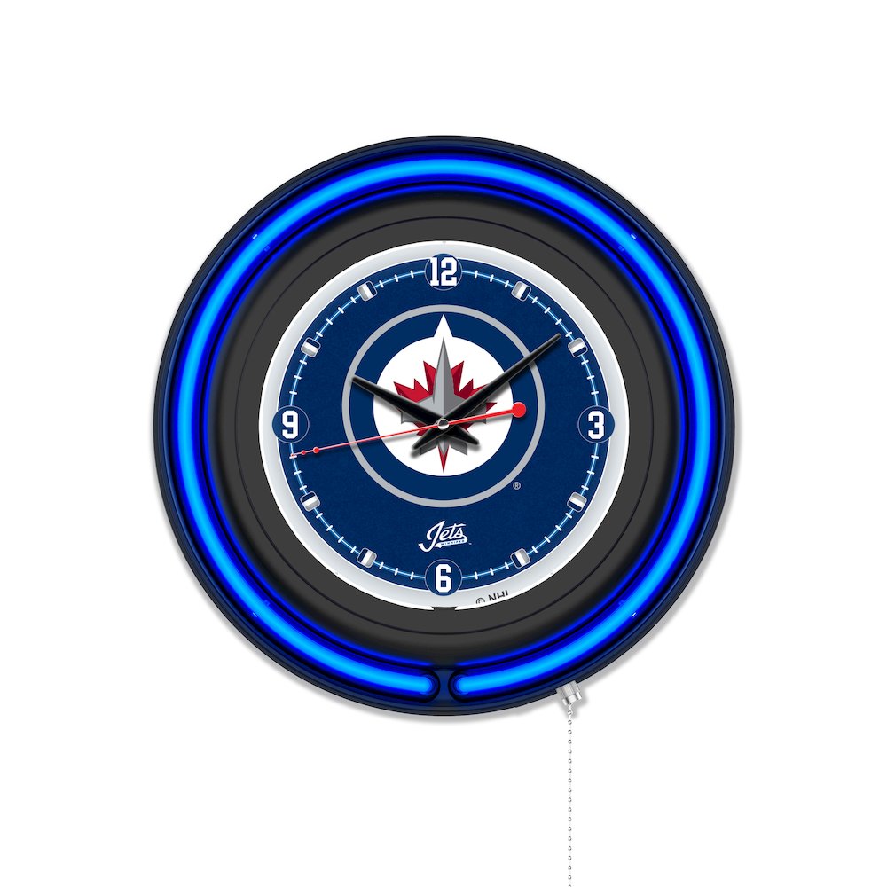 Winnipeg Jets 15" Double Neon Wall Clock. Picture 1