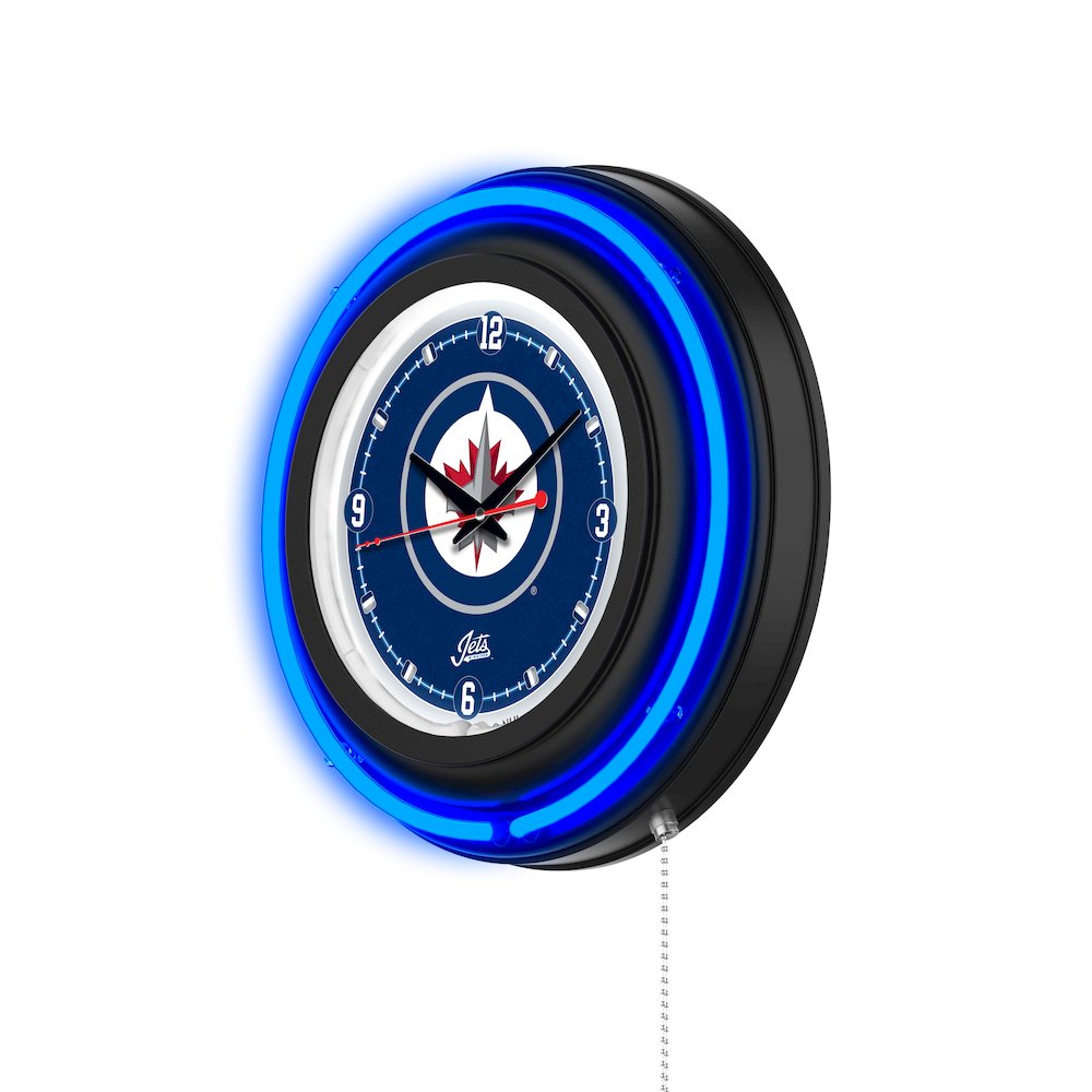 Winnipeg Jets 15" Double Neon Wall Clock. Picture 2