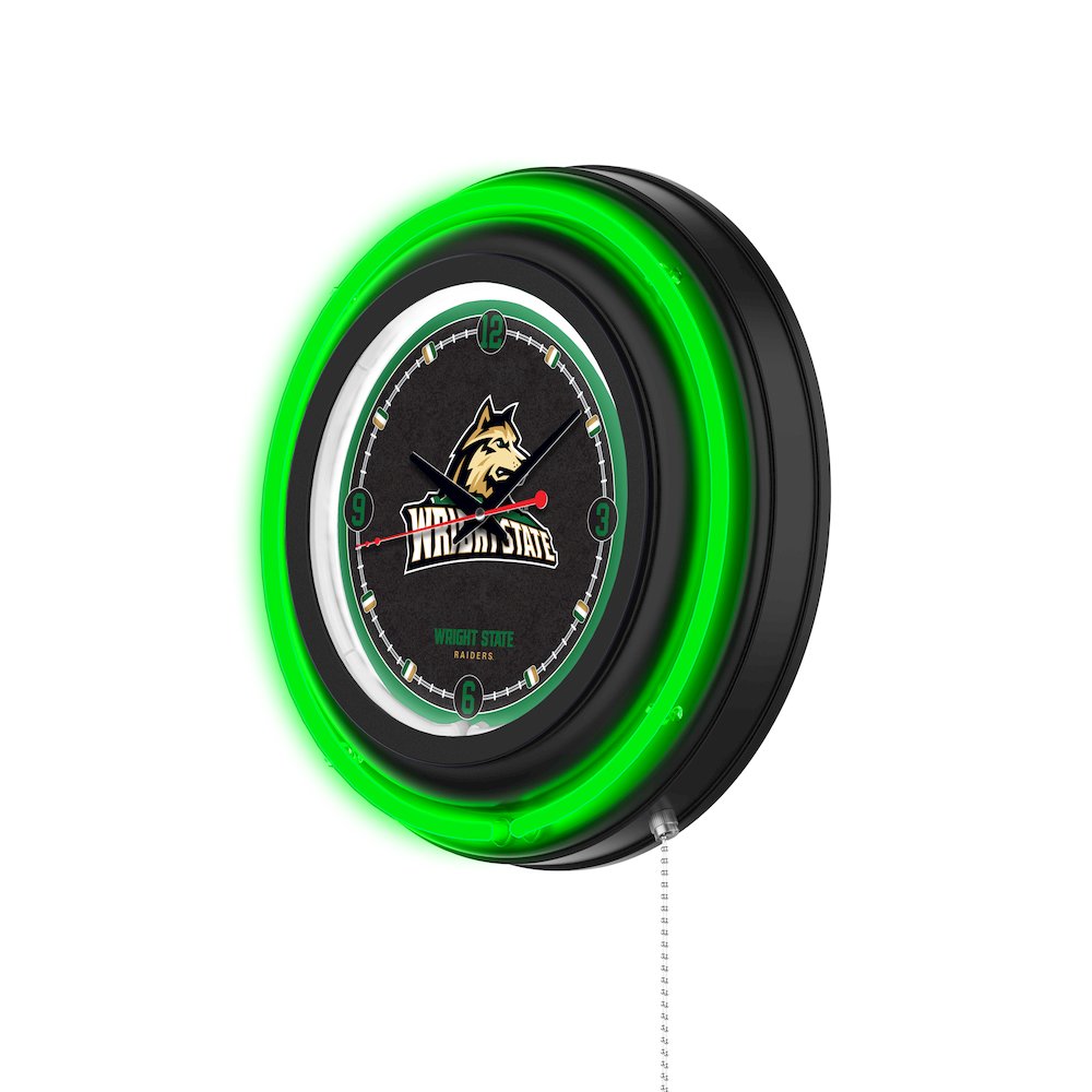 Wright State University 15" Double Neon Wall Clock. Picture 2