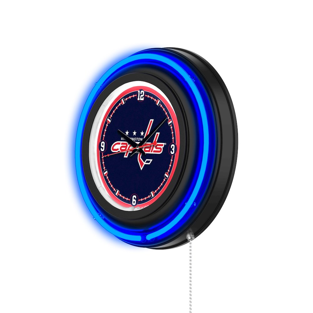 Washington Capitals 15" Double Neon Wall Clock. Picture 2