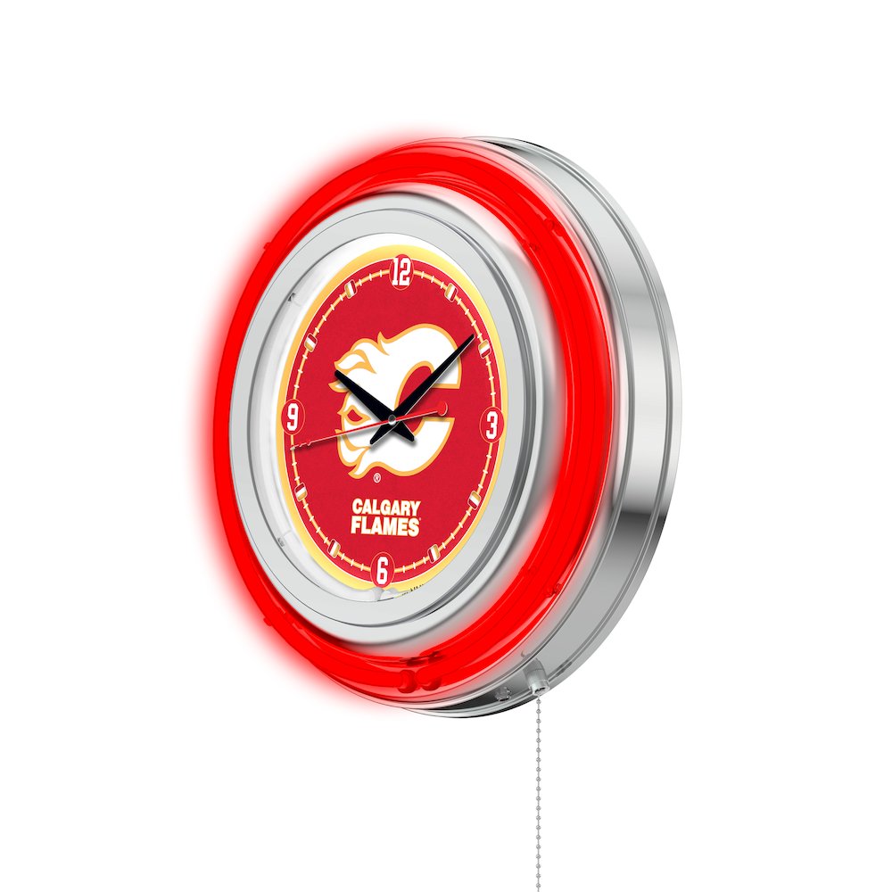 Calgary Flames Neon Clock. Picture 2