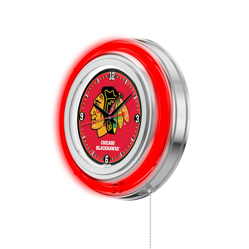 Chicago Blackhawks Neon Clock. Picture 2