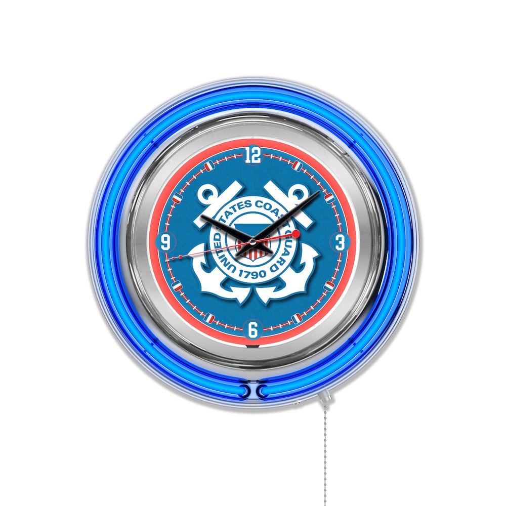 U.S. Coast Guard Neon Clock. Picture 1