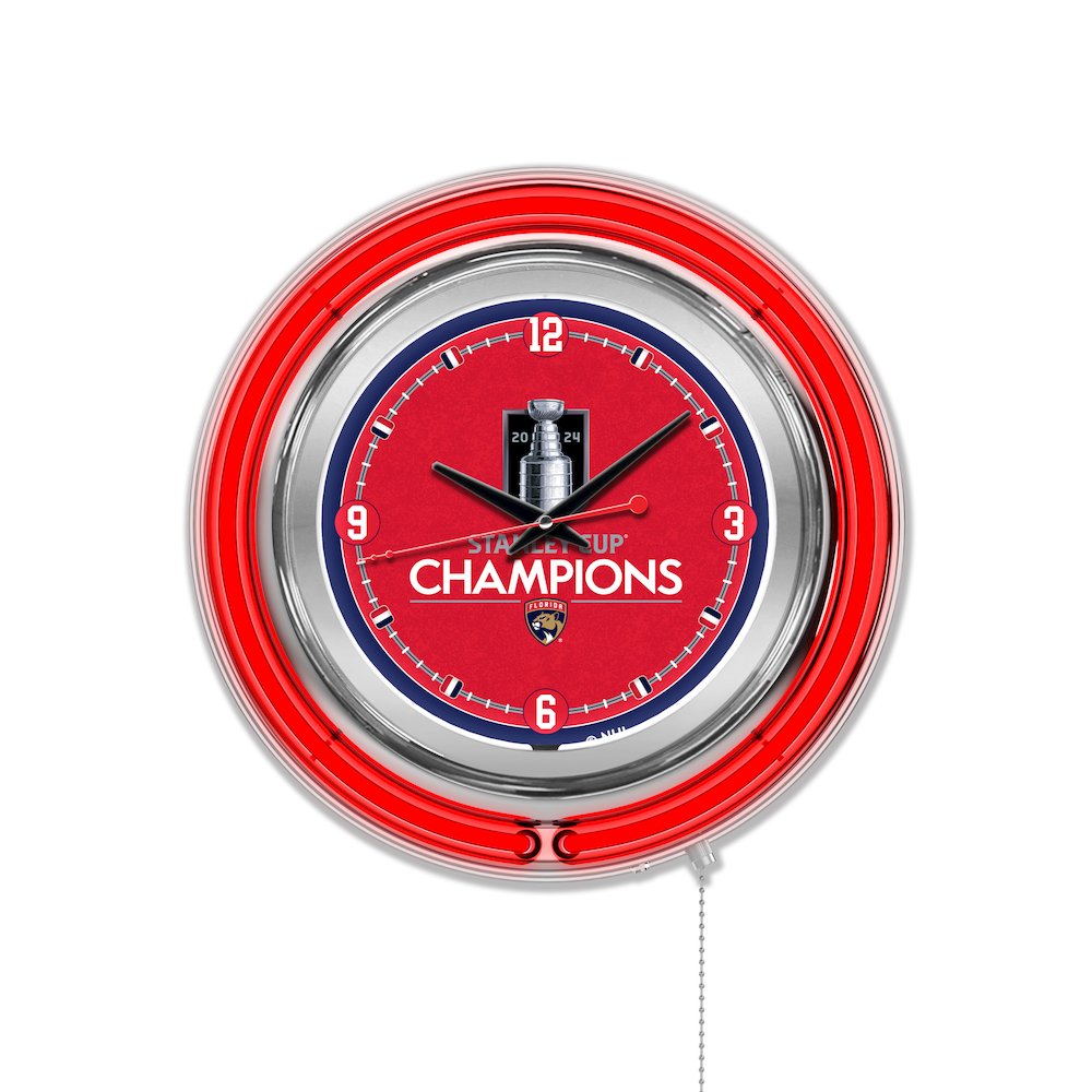 Florida Panthers - 2024 Stanley Cup  Double Neon Wall Clock. Picture 1