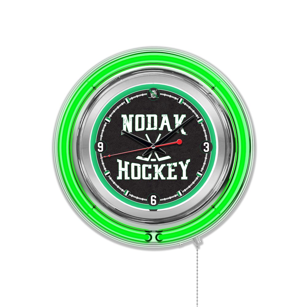 North Dakota Hockey Neon Clock. Picture 1