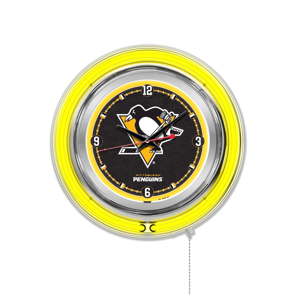 Pittsburgh Penguins Neon Clock. Picture 1