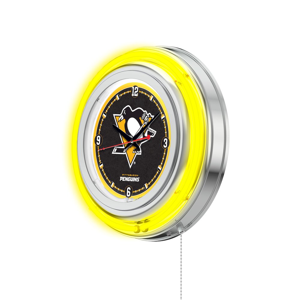 Pittsburgh Penguins Neon Clock. Picture 2