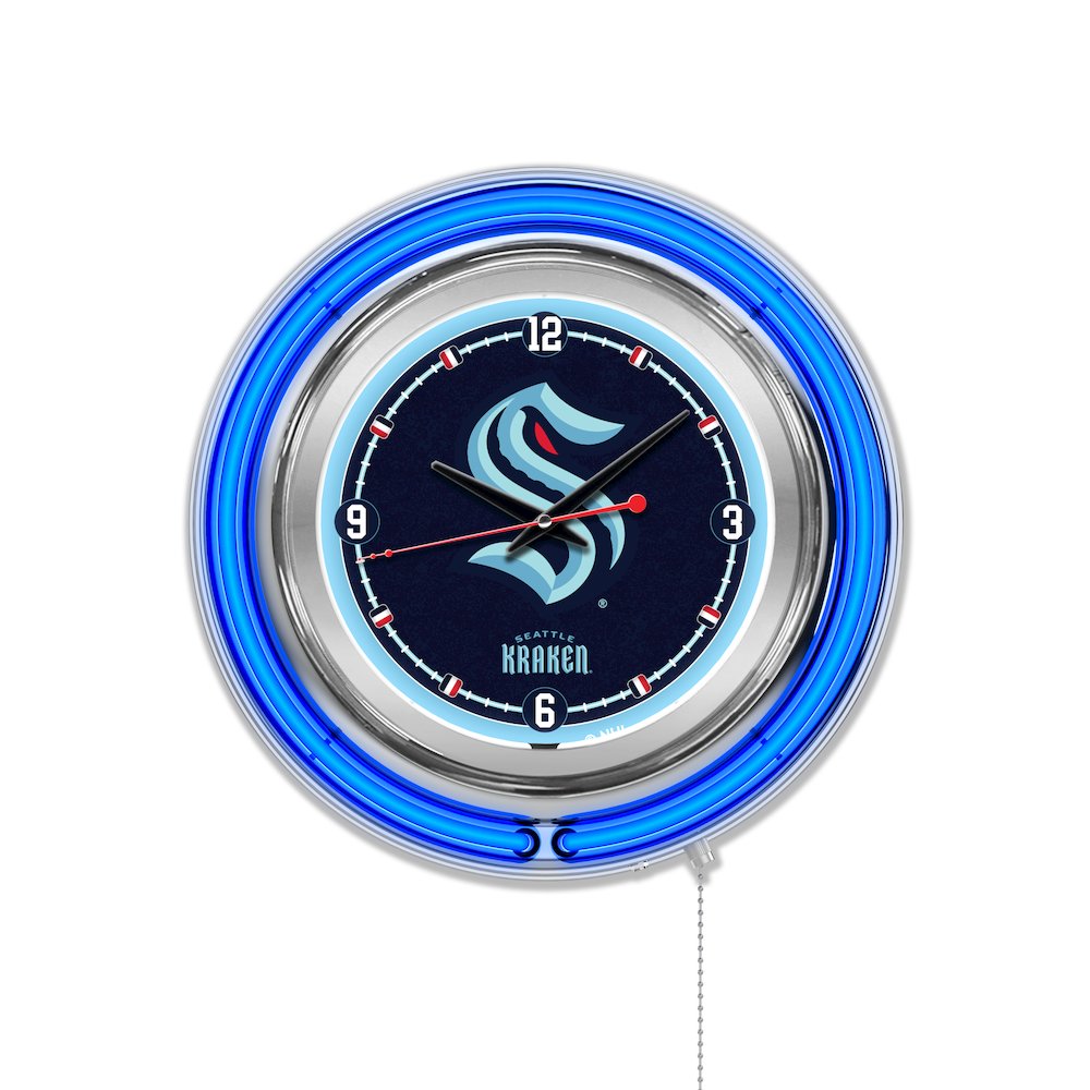Seattle Kraken Neon Clock Clk15SeaKrk. Picture 1
