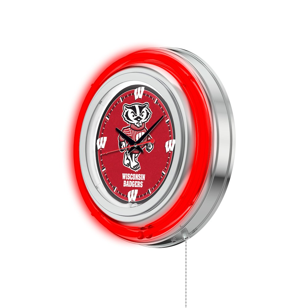 Wisconsin "Badger" Neon Clock. Picture 2