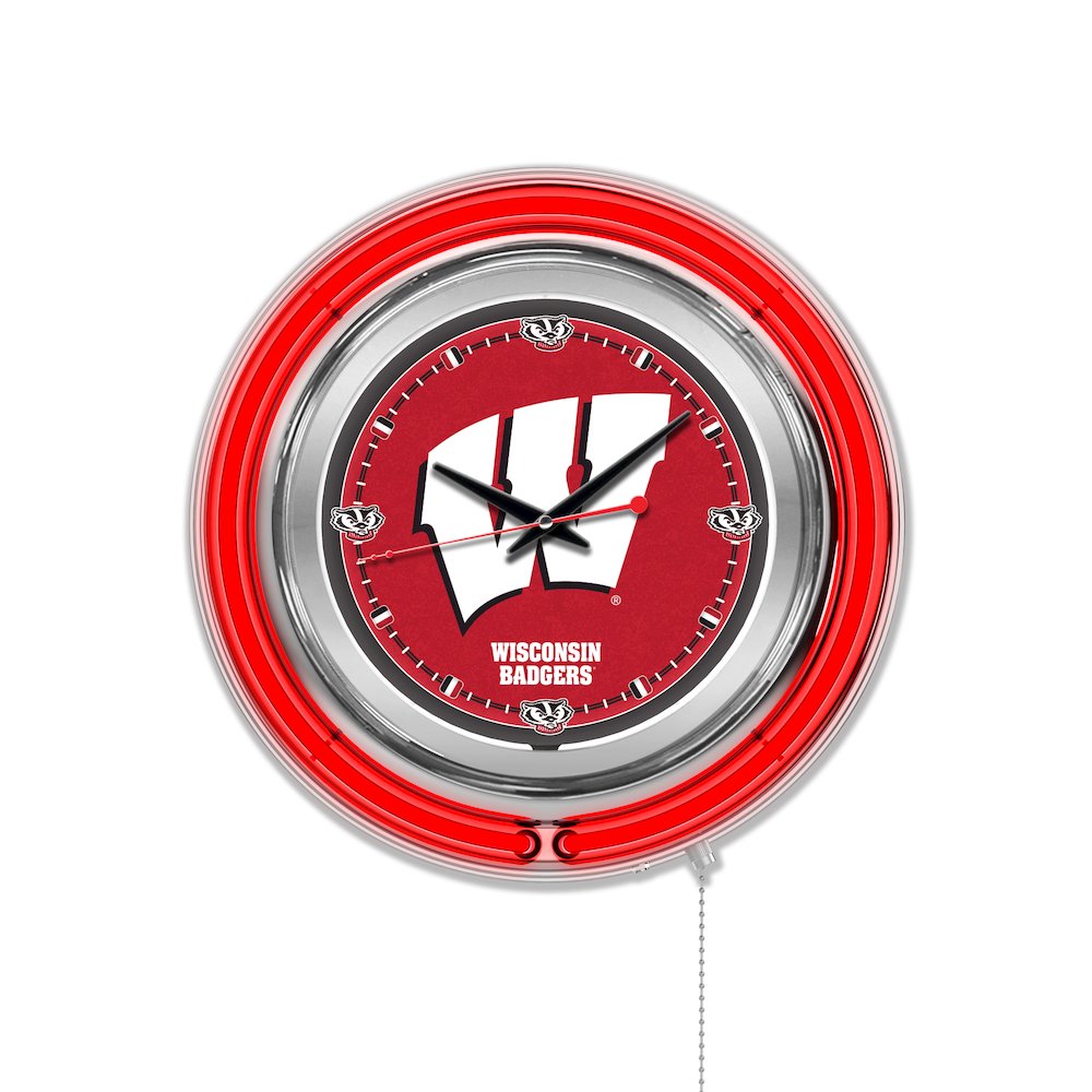Wisconsin "W" Neon Clock. Picture 1