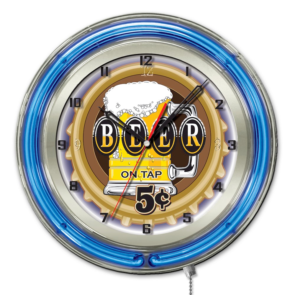 Beer 5 Cents Neon Clock. Picture 1