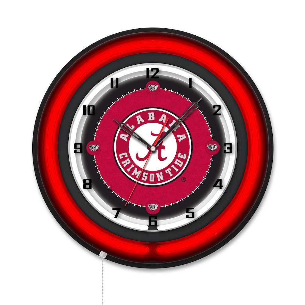 University of Alabama (Script A)  19" Double Neon Wall Clock. Picture 1