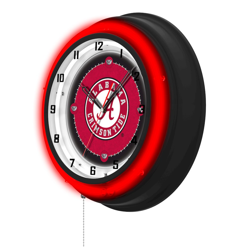University of Alabama (Script A)  19" Double Neon Wall Clock. Picture 2