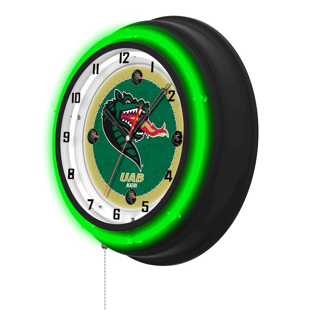 University of Alabama at Birmingham 19" Double Neon Wall Clock. Picture 2