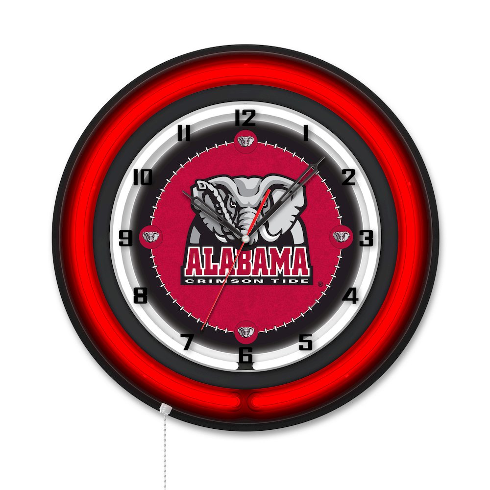 University of Alabama (Elephant)  19" Double Neon Wall Clock. Picture 1