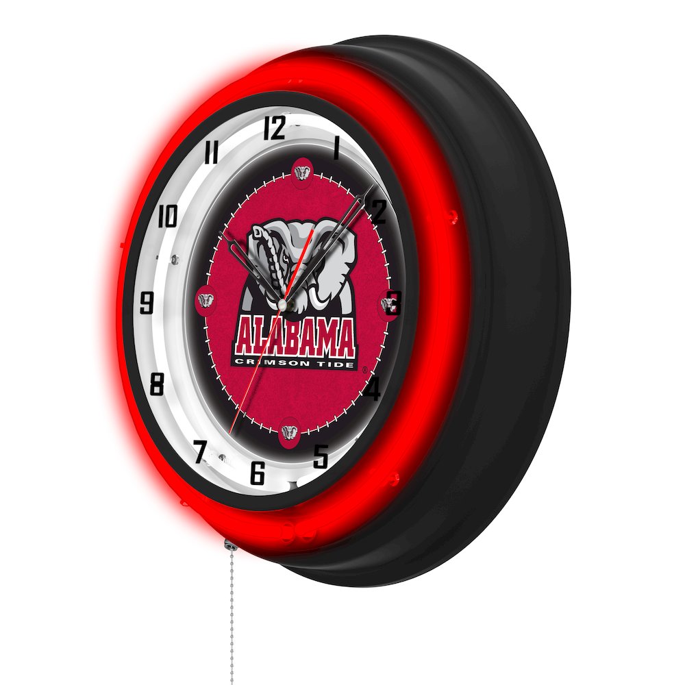 University of Alabama (Elephant)  19" Double Neon Wall Clock. Picture 2