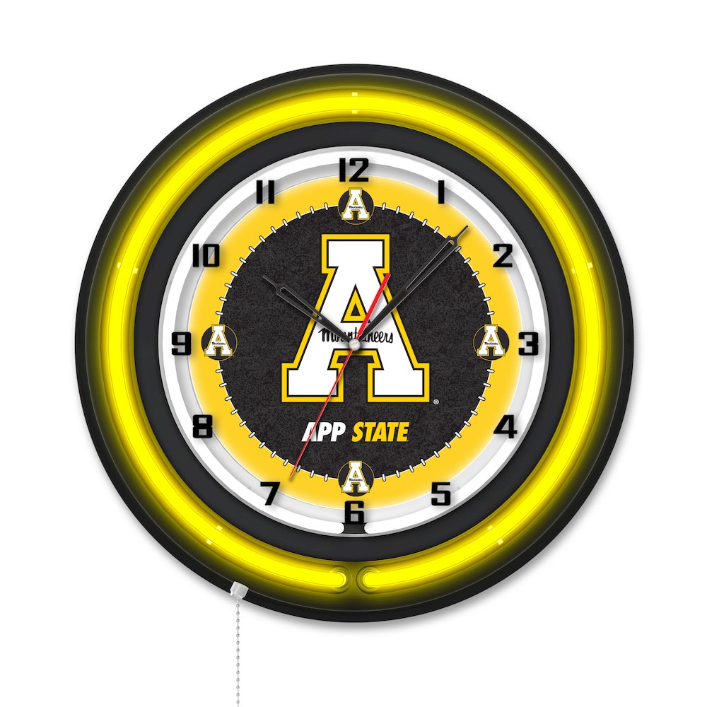 Appalachian State University 19" Double Neon Wall Clock. Picture 1