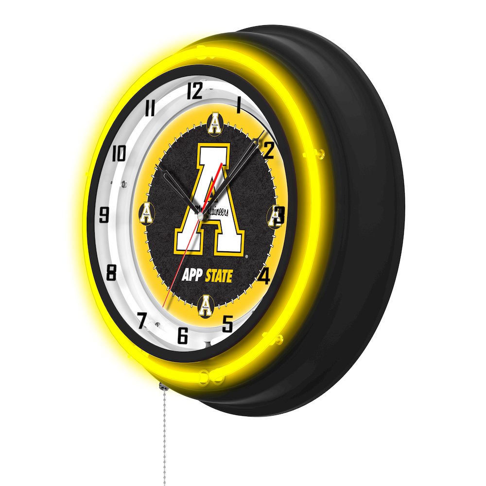 Appalachian State University 19" Double Neon Wall Clock. Picture 2