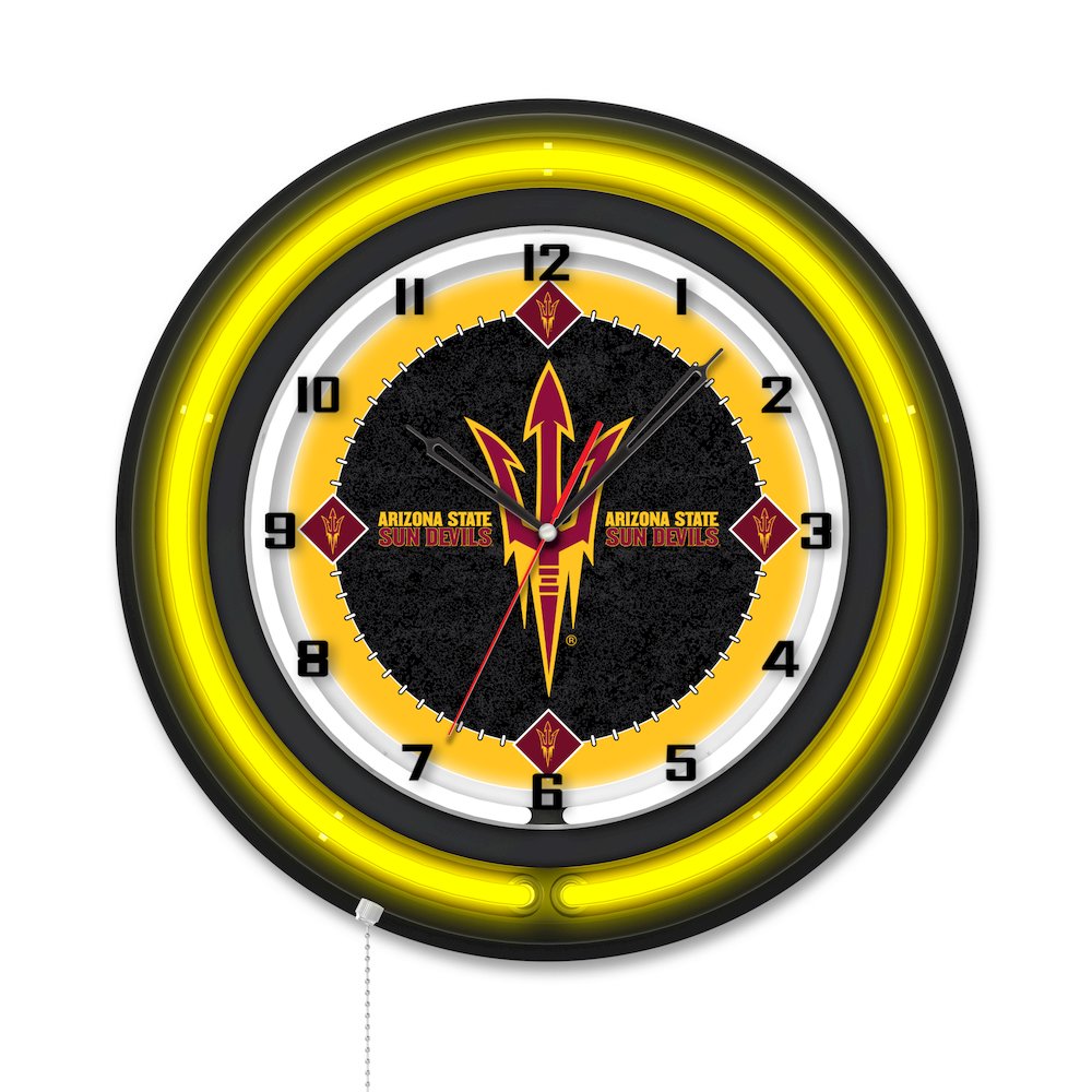 Arizona State University (Pitchfork) 19" Double Neon Wall Clock. Picture 1