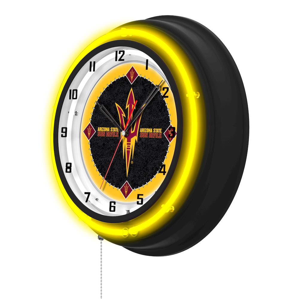 Arizona State University (Pitchfork) 19" Double Neon Wall Clock. Picture 2