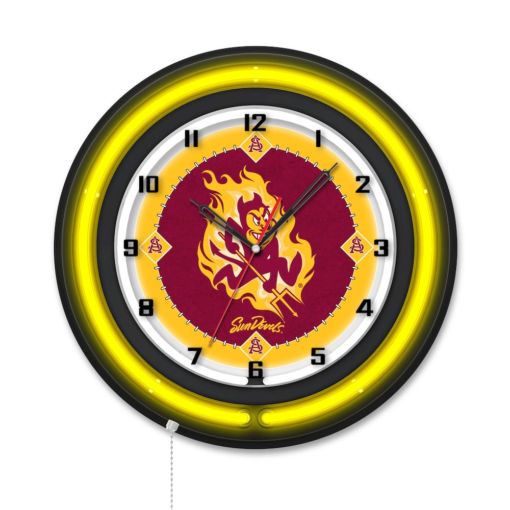 Arizona State University (Sparky) 19" Double Neon Wall Clock. Picture 1