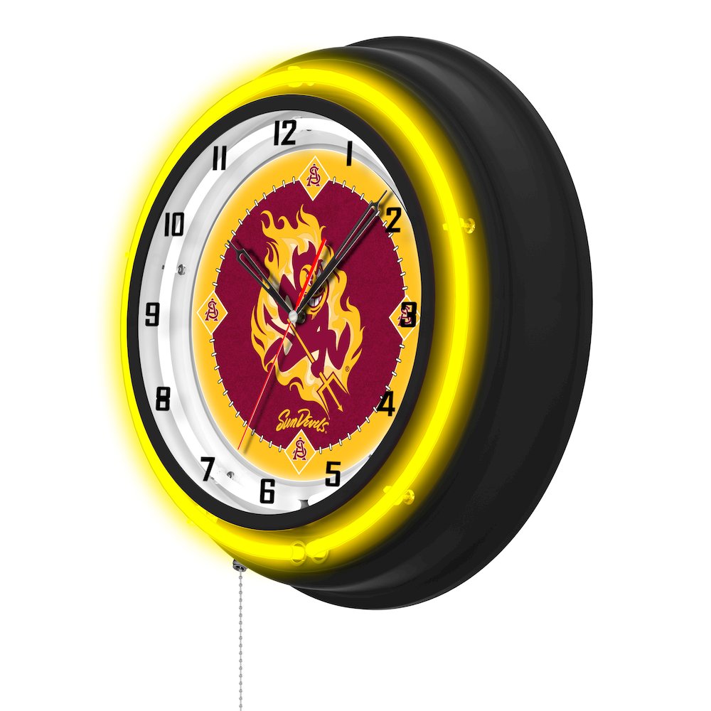 Arizona State University (Sparky) 19" Double Neon Wall Clock. Picture 2