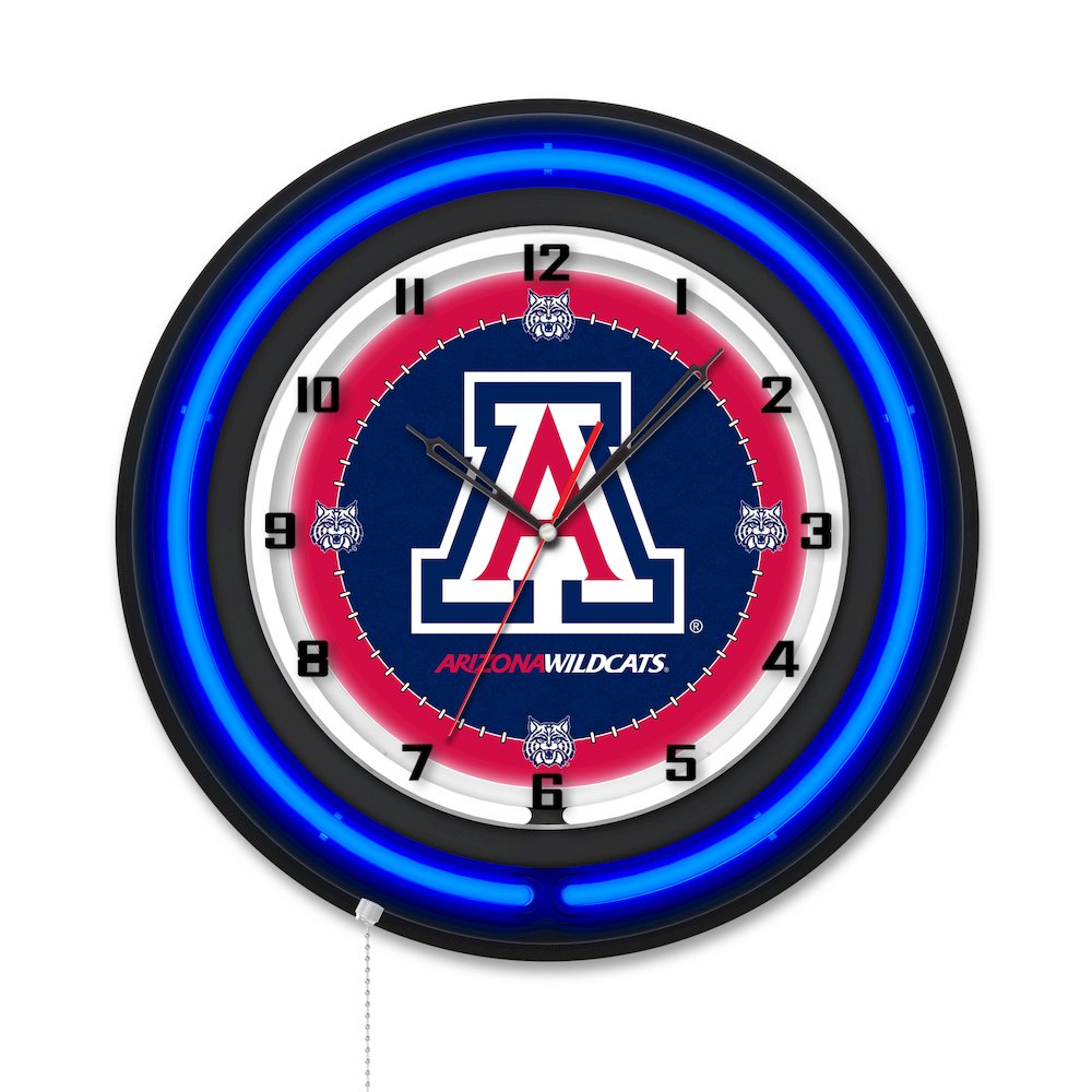University of Arizona 19" Double Neon Wall Clock. Picture 1