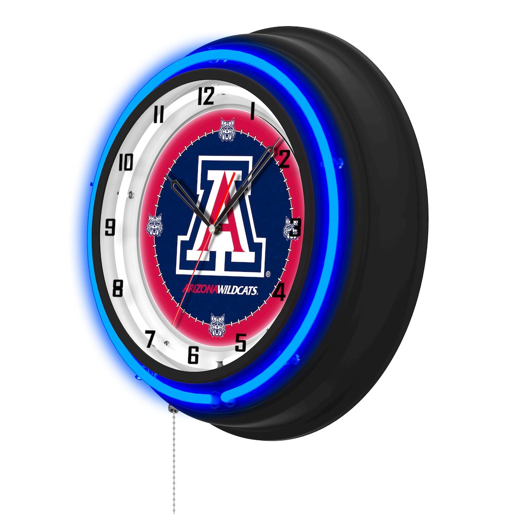 University of Arizona 19" Double Neon Wall Clock. Picture 2
