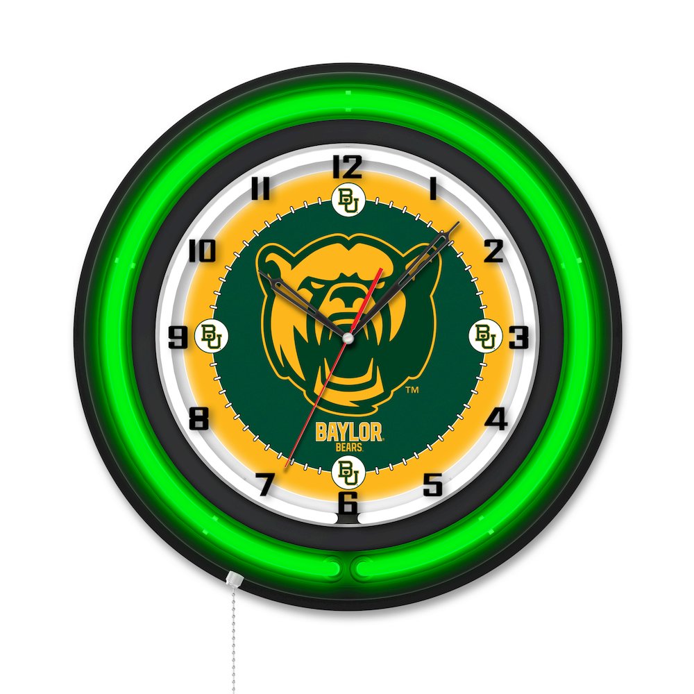 Baylor University 19" Double Neon Wall Clock. Picture 1