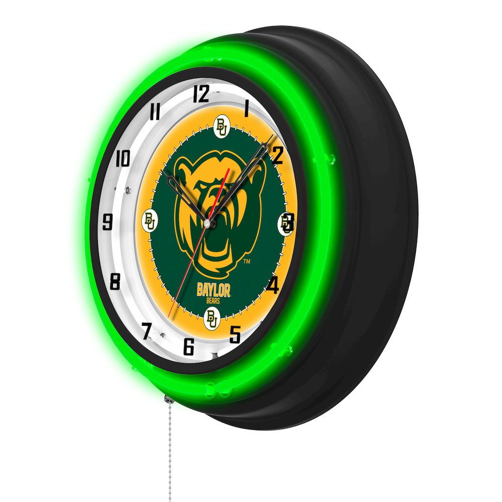 Baylor University 19" Double Neon Wall Clock. Picture 2