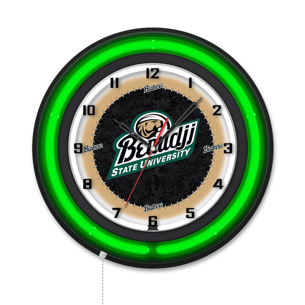 Bemidji State University 19" Double Neon Wall Clock. Picture 1