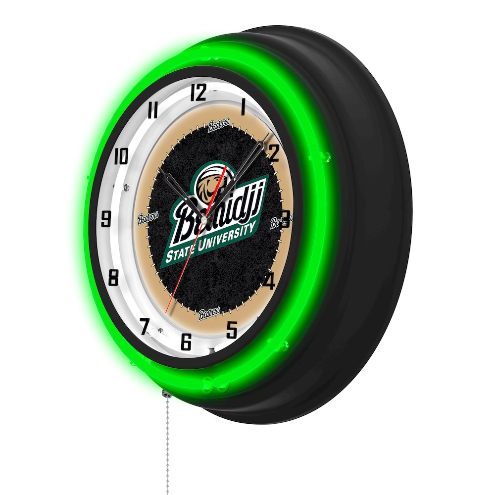 Bemidji State University 19" Double Neon Wall Clock. Picture 2