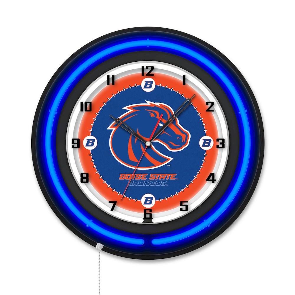 Boise State University 19" Double Neon Wall Clock. Picture 1