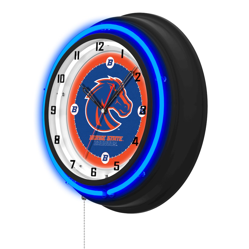 Boise State University 19" Double Neon Wall Clock. Picture 2