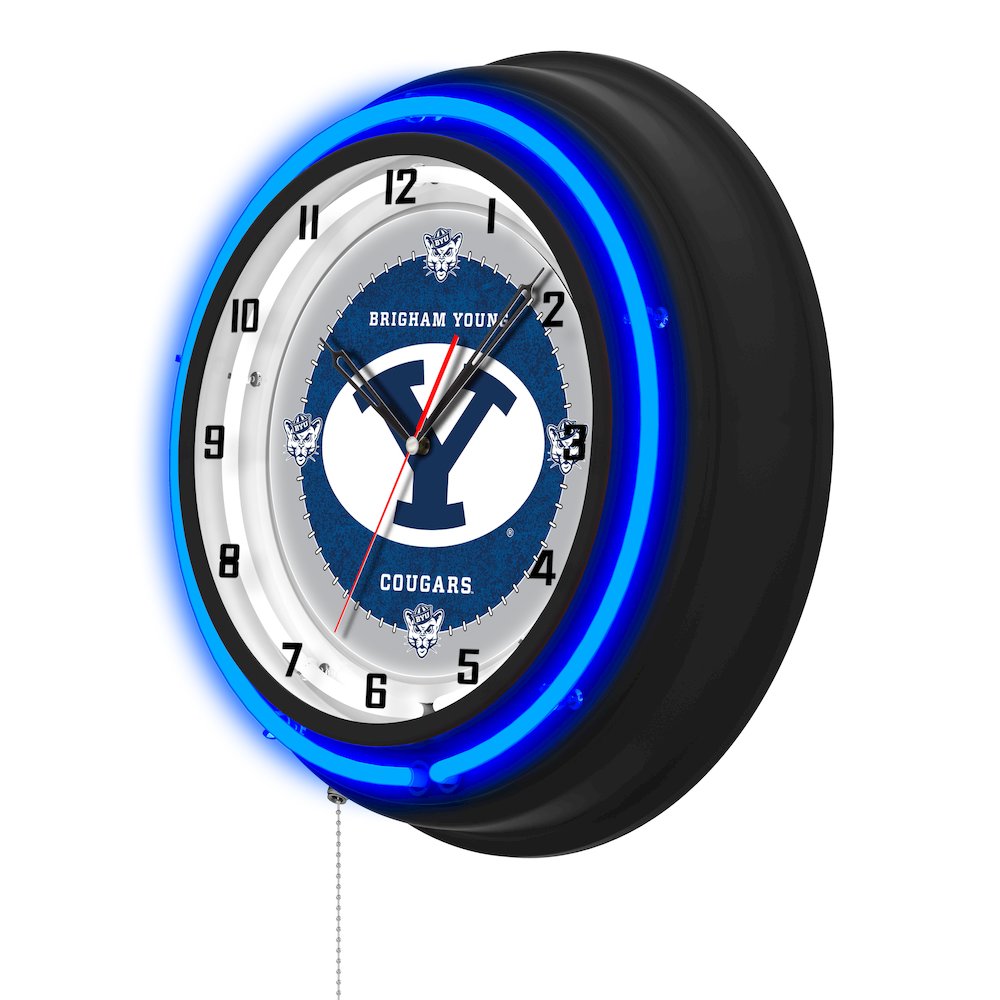 Brigham Young University 19" Double Neon Wall Clock. Picture 2