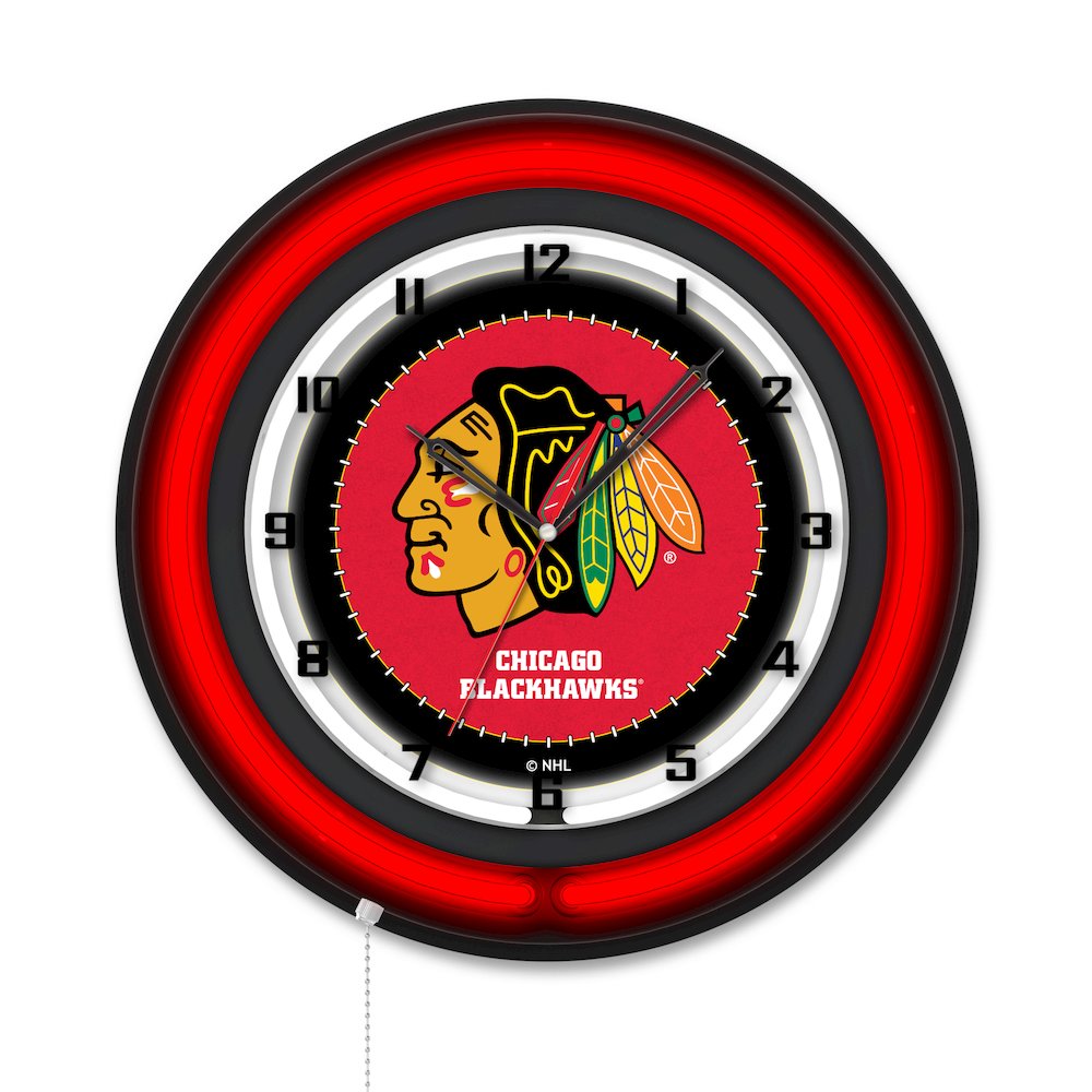 Chicago Blackhawks 19" Double Neon Wall Clock. Picture 1