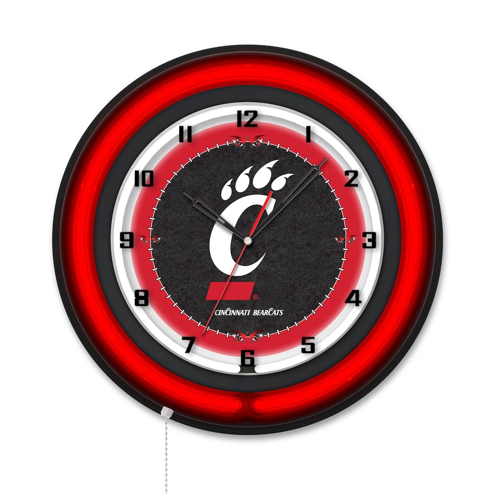 University of Cincinnati 19" Double Neon Wall Clock. Picture 1