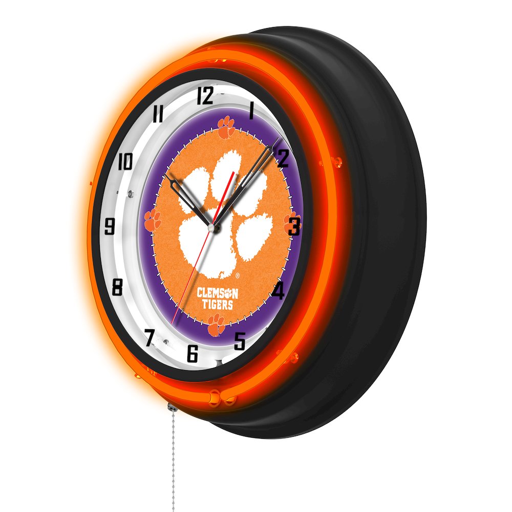 Clemson 19" Double Neon Wall Clock. Picture 2