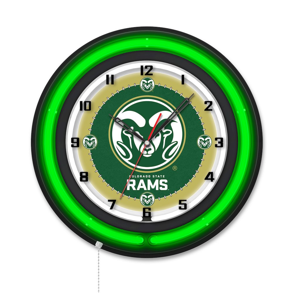 Colorado State University 19" Double Neon Wall Clock. Picture 1