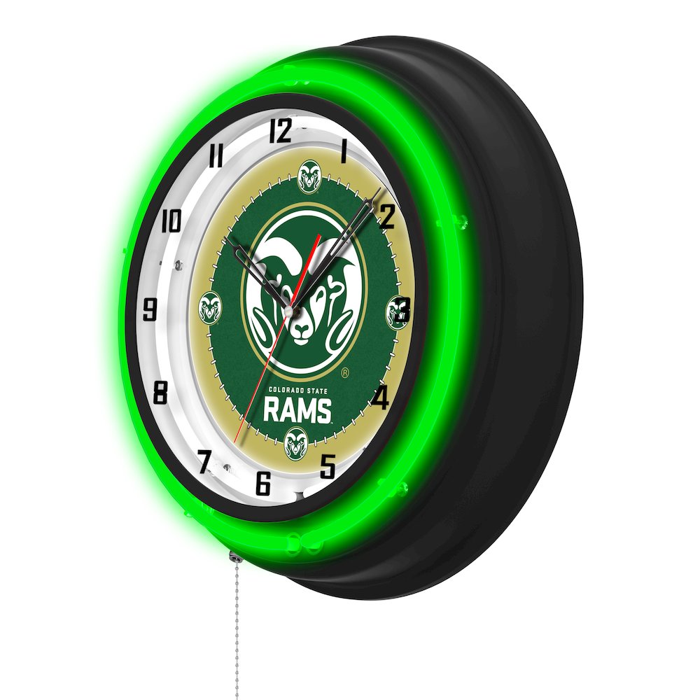Colorado State University 19" Double Neon Wall Clock. Picture 2