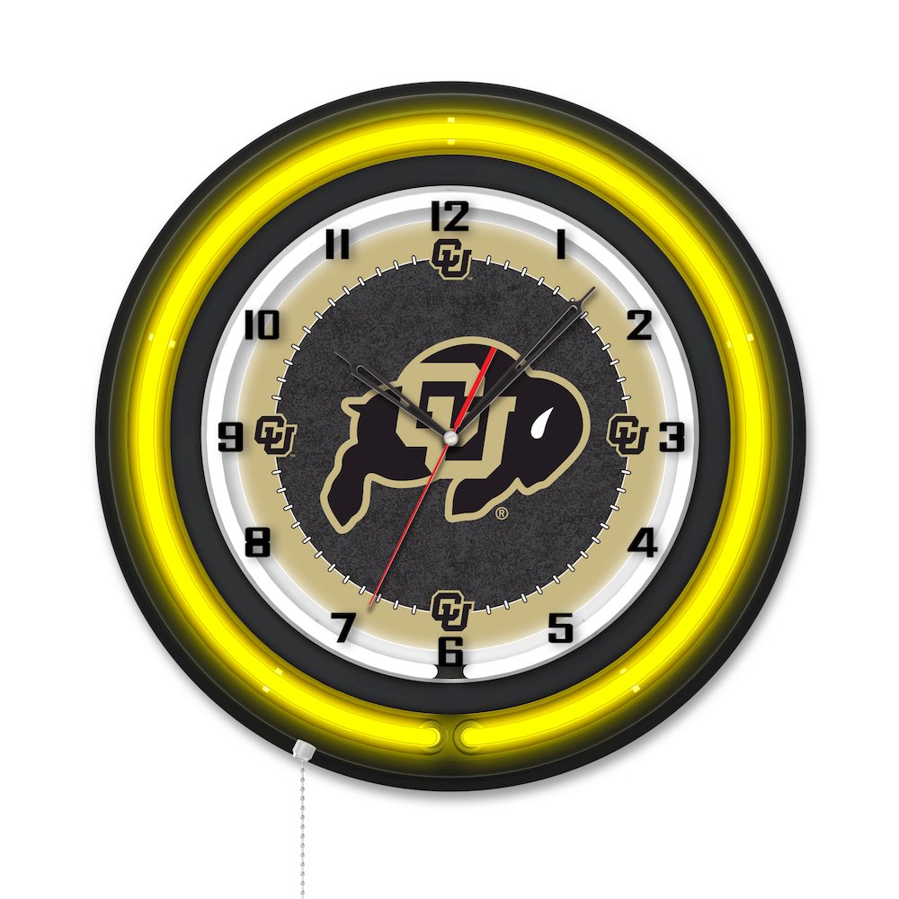 University of Colorado 19" Double Neon Wall Clock. Picture 1