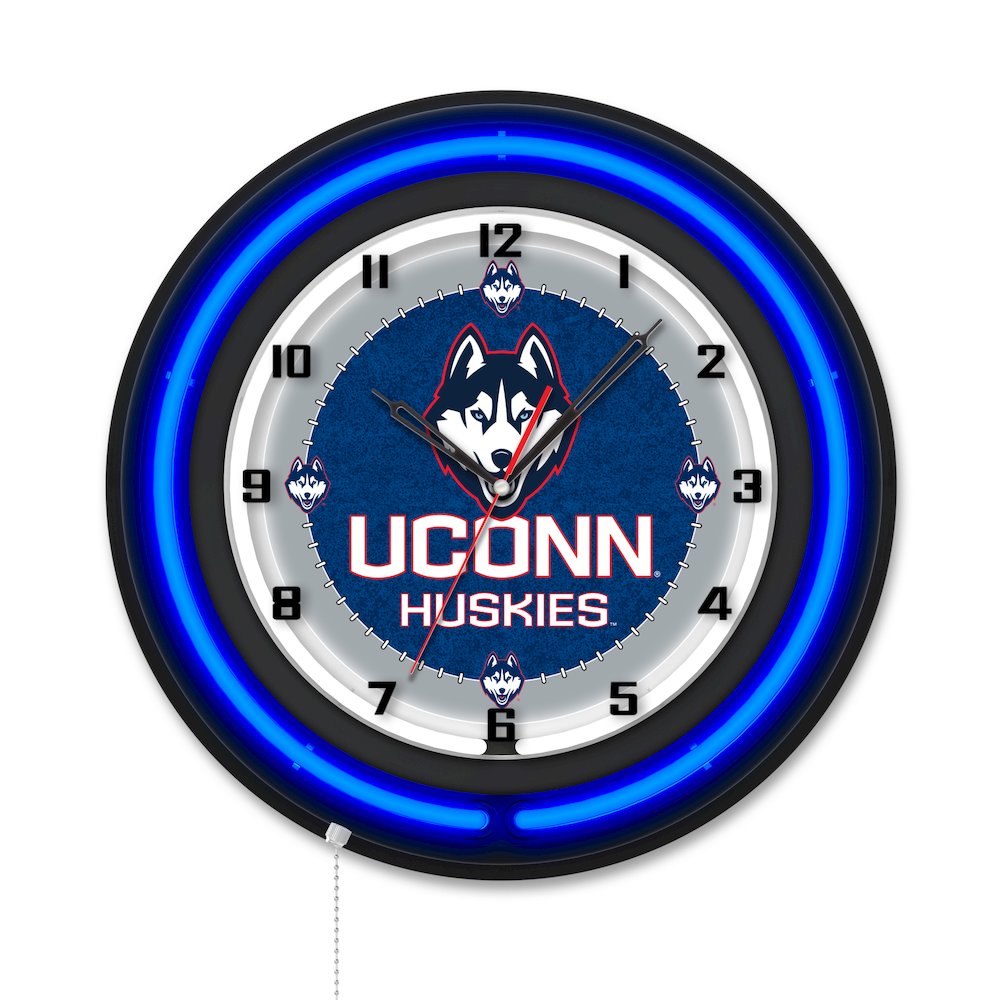 University of Connecticut 19" Double Neon Wall Clock. Picture 1