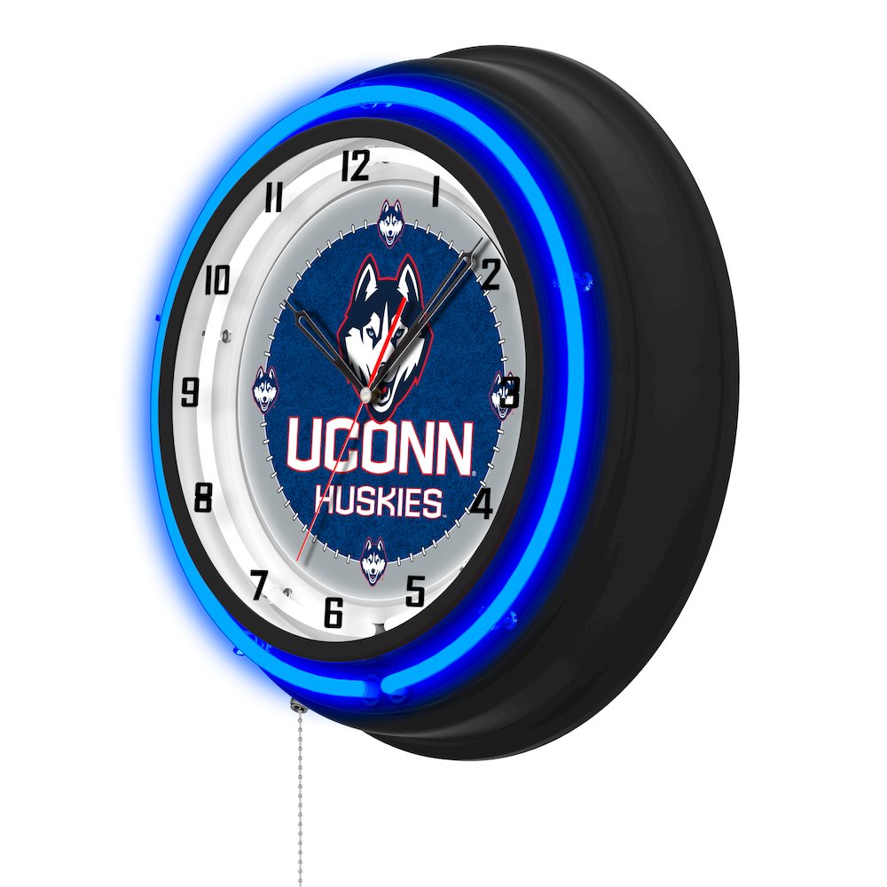 University of Connecticut 19" Double Neon Wall Clock. Picture 2