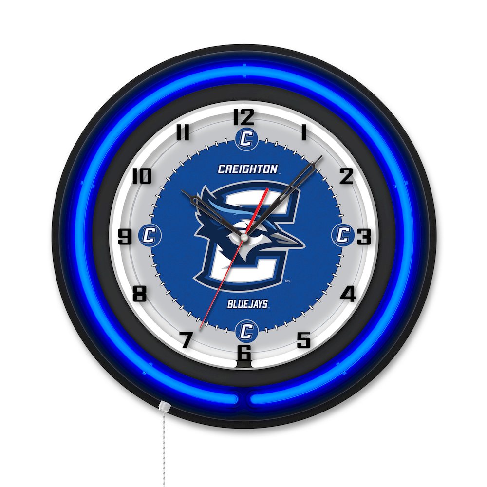 Creighton University 19" Double Neon Wall Clock. Picture 1