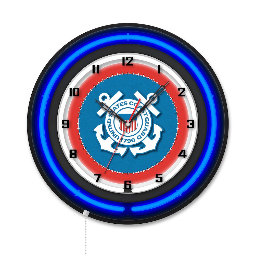 United States Coast Guard 19" Double Neon Wall Clock. Picture 1