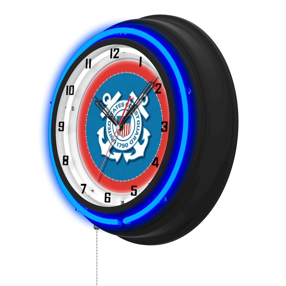 United States Coast Guard 19" Double Neon Wall Clock. Picture 2