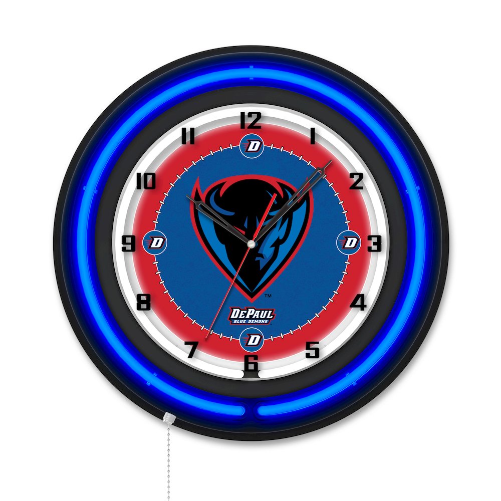 DePaul University 19" Double Neon Wall Clock. Picture 1